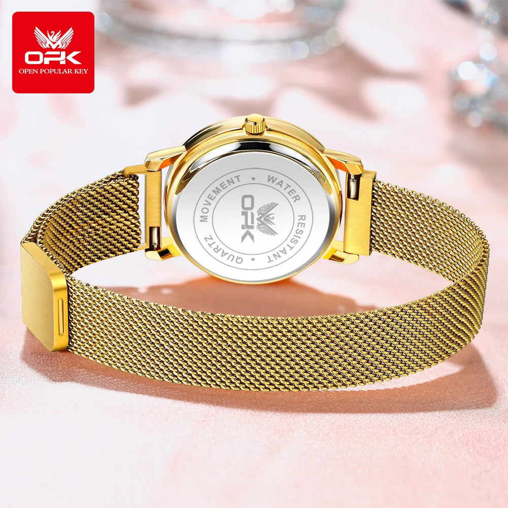 Elegant Women’s Quartz Watch – Stainless Steel Mesh Strap with Free Shipping