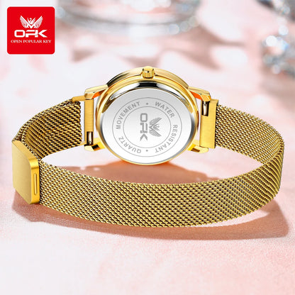 Elegant Women’s Quartz Watch – Stainless Steel Mesh Strap with Free Shipping