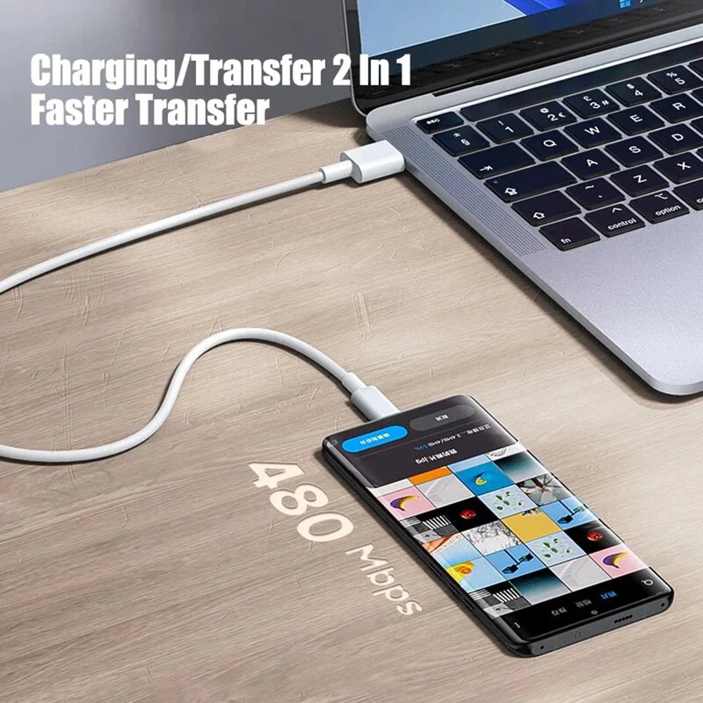 60W USB-C to USB-C Fast Charging Cable – PD Type-C Data Cable for iPhone 15, Samsung, Huawei & Xiaomi