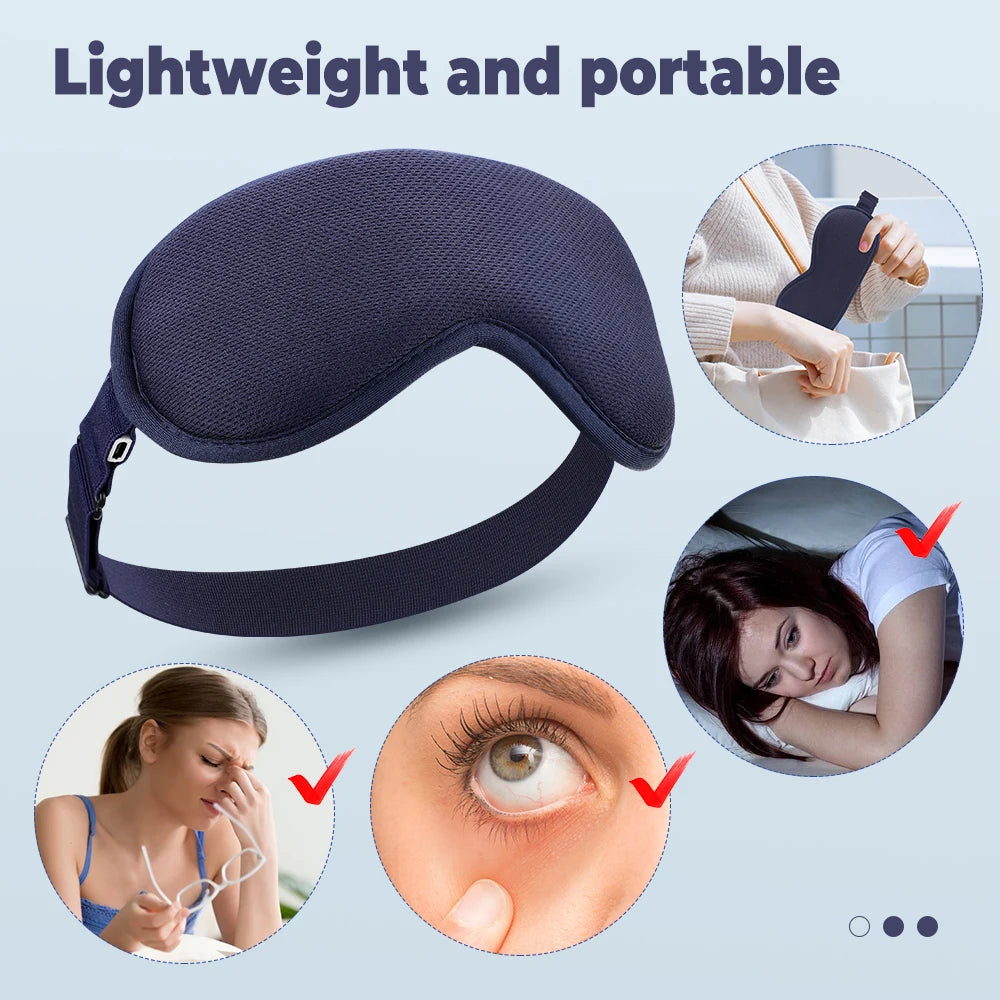 Heated Eye Mask with Vibration Massage – 3 Heat Levels & 6 Modes