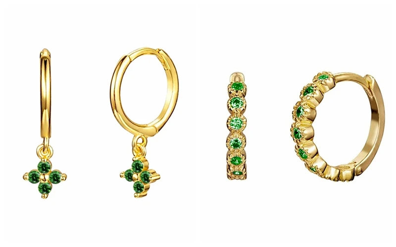 Green Zircon Gold-Tone Earrings
