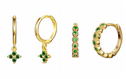 Green Zircon Gold-Tone Earrings