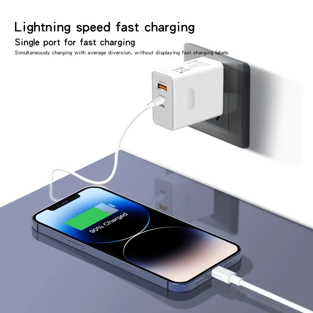 120W USB-C Fast Charger with PD Cable – Quick Charge Wall Adapter for iPhone, Samsung, Xiaomi, OnePlus & Huawei