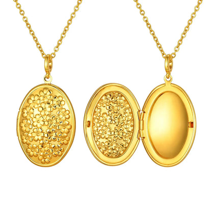 Custom Photo Flower Locket Necklace
