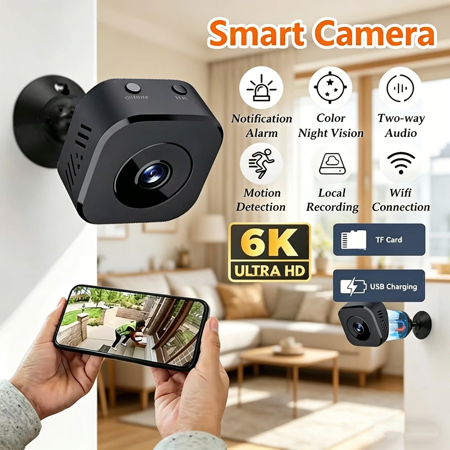 Mini Security Camera 4K Full HD WiFi Surveillance With 2 Way Audio Motion Detection Infrared Night Vision Security Camera 2026