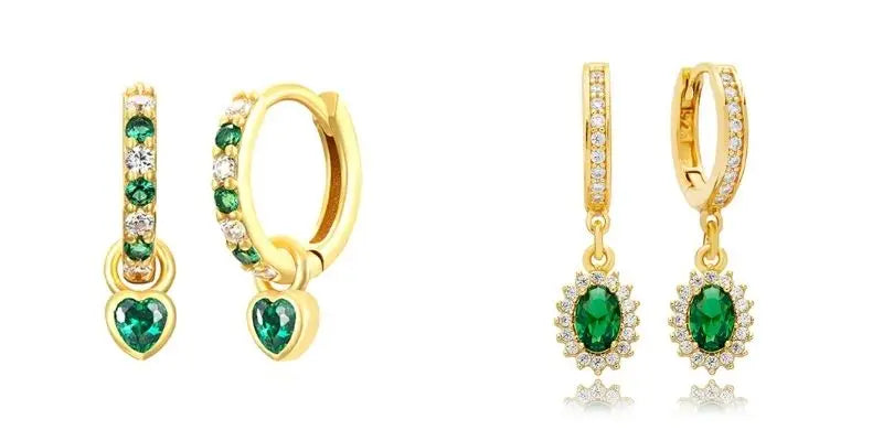 Green Zircon Gold-Tone Earrings