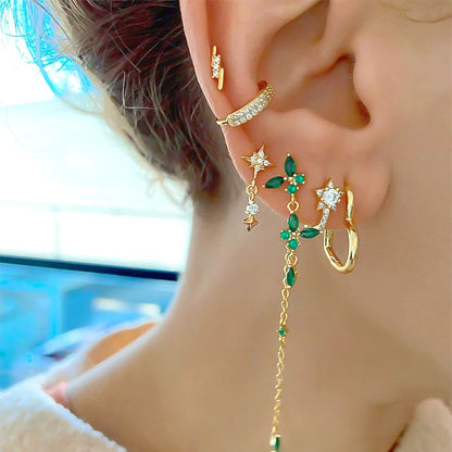 Green Zircon Gold-Tone Earrings
