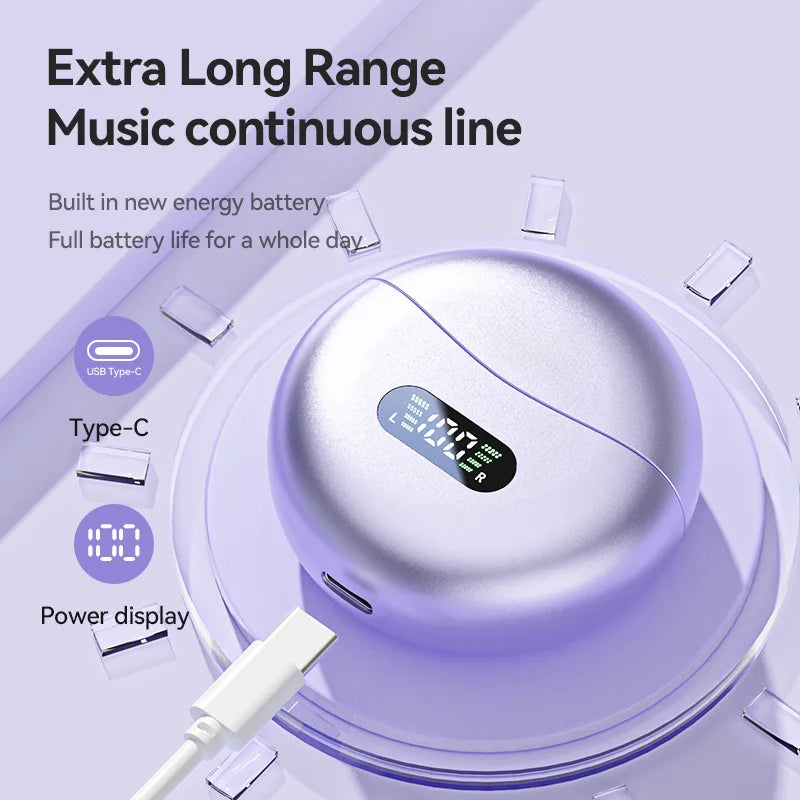 Open Ear Clip Wireless Earbuds – Bluetooth 5.4 ENC Noise Cancelling Headphones with Mic for iOS & Android