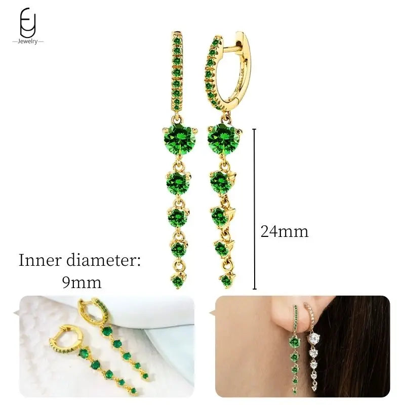 Green Zircon Gold-Tone Earrings