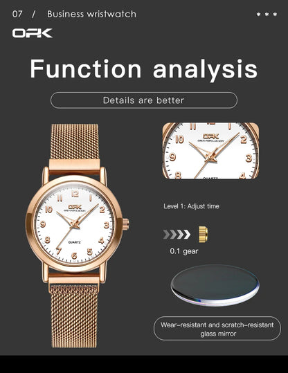 Elegant Women’s Quartz Watch – Stainless Steel Mesh Strap with Free Shipping