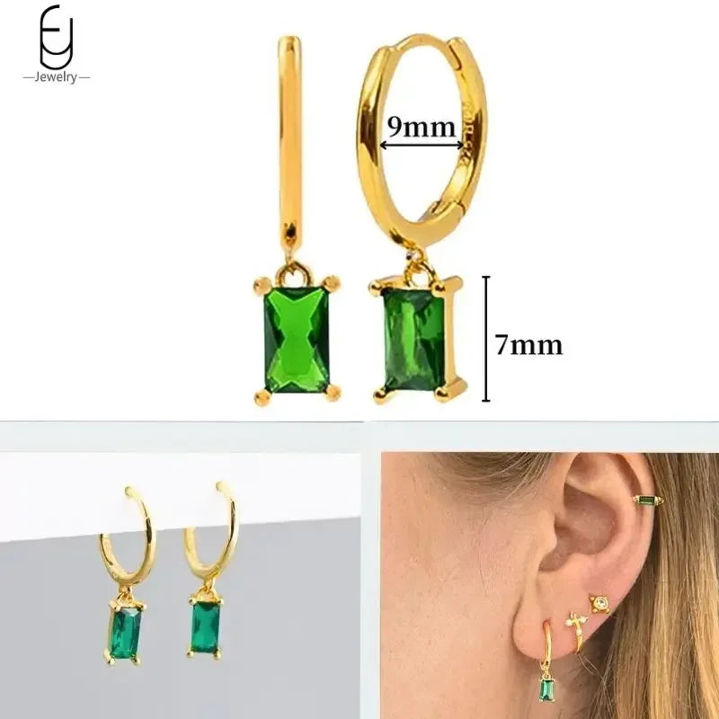 Green Zircon Gold-Tone Earrings