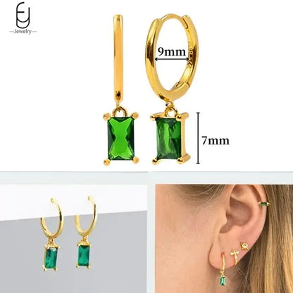 Green Zircon Gold-Tone Earrings