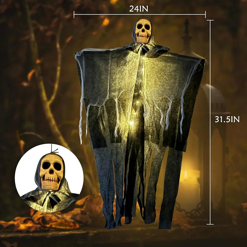 Glowing Hanging Skeleton Ghost Halloween Decoration