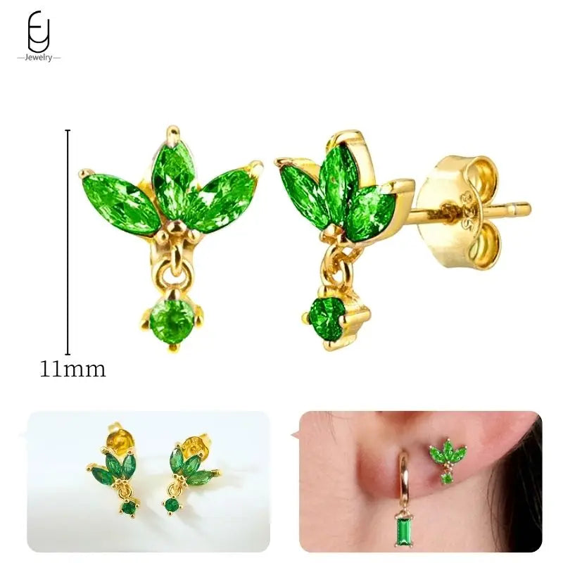 Green Zircon Gold-Tone Earrings