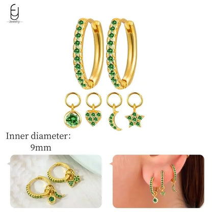 Green Zircon Gold-Tone Earrings