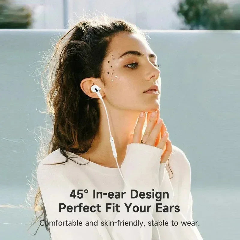 Lightning Wired Earphones with Microphone – In-Ear Stereo Headphones Compatible with iPhone, iPad & iPod