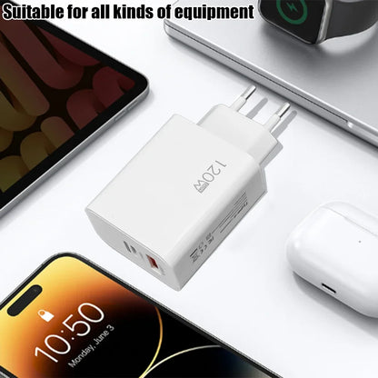 120W USB-C Fast Charger with PD Cable – Quick Charge Wall Adapter for iPhone, Samsung, Xiaomi, OnePlus & Huawei