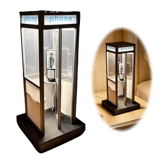 Retro Telephone Booth Lamp – Vintage Tall Desk Light for Bedroom, Nightstand, Shelf & Home Decor with Free Shipping