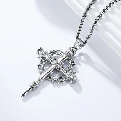 Thorn Wreath Cross Necklace