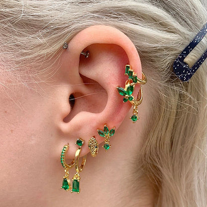 Green Zircon Gold-Tone Earrings