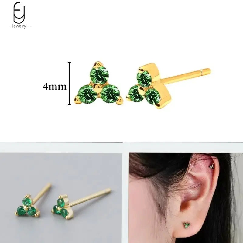 Green Zircon Gold-Tone Earrings