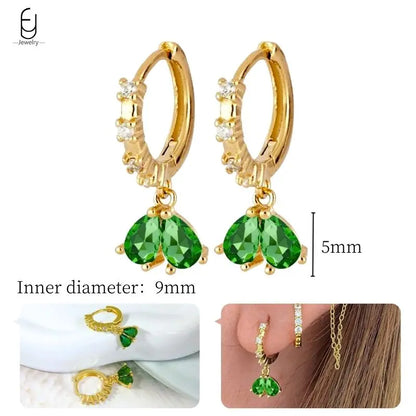 Green Zircon Gold-Tone Earrings