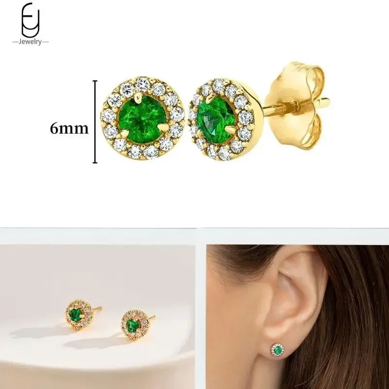 Green Zircon Gold-Tone Earrings