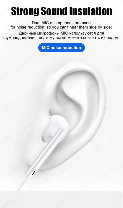 Original Wired Earphones For Apple iPhone 17 Pro Max16 15 14 13 12 11 Mini USB C Headphones Type C With Microphone Stereo Earbud