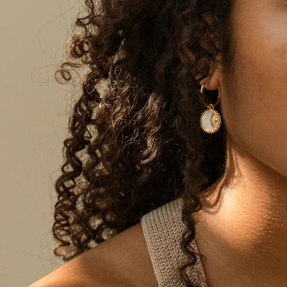 Sun & Moon Shell Hoop Earrings