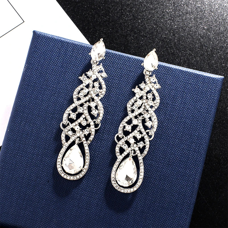 Vintage Crystal Drop Earrings for Women