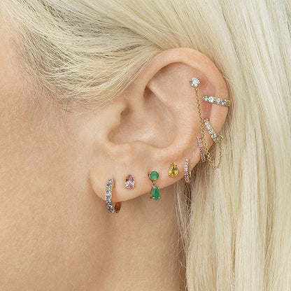 Green Zircon Gold-Tone Earrings