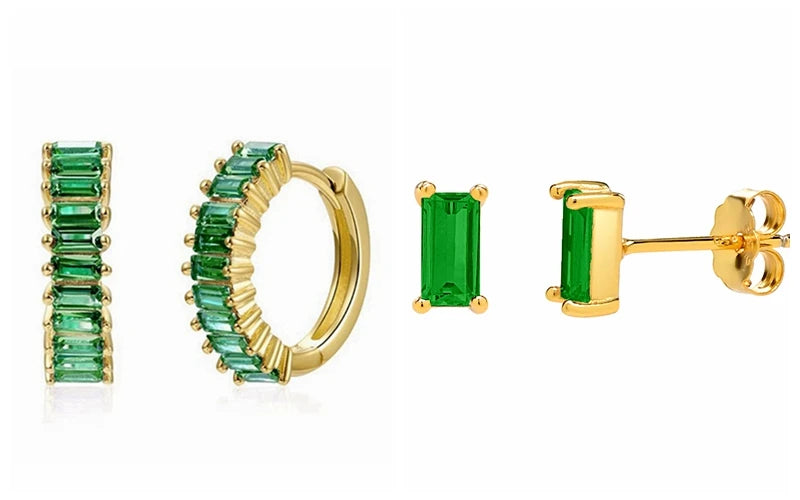 Green Zircon Gold-Tone Earrings
