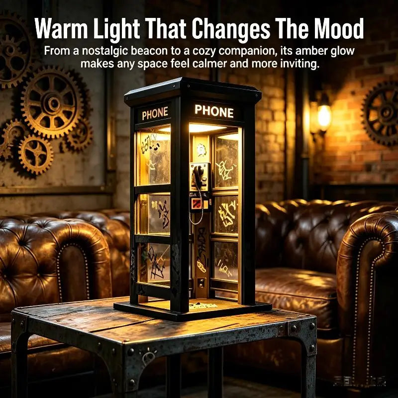 Vintage Telephone Booth Desk Lamp – Retro Nightstand Light with Free Shipping