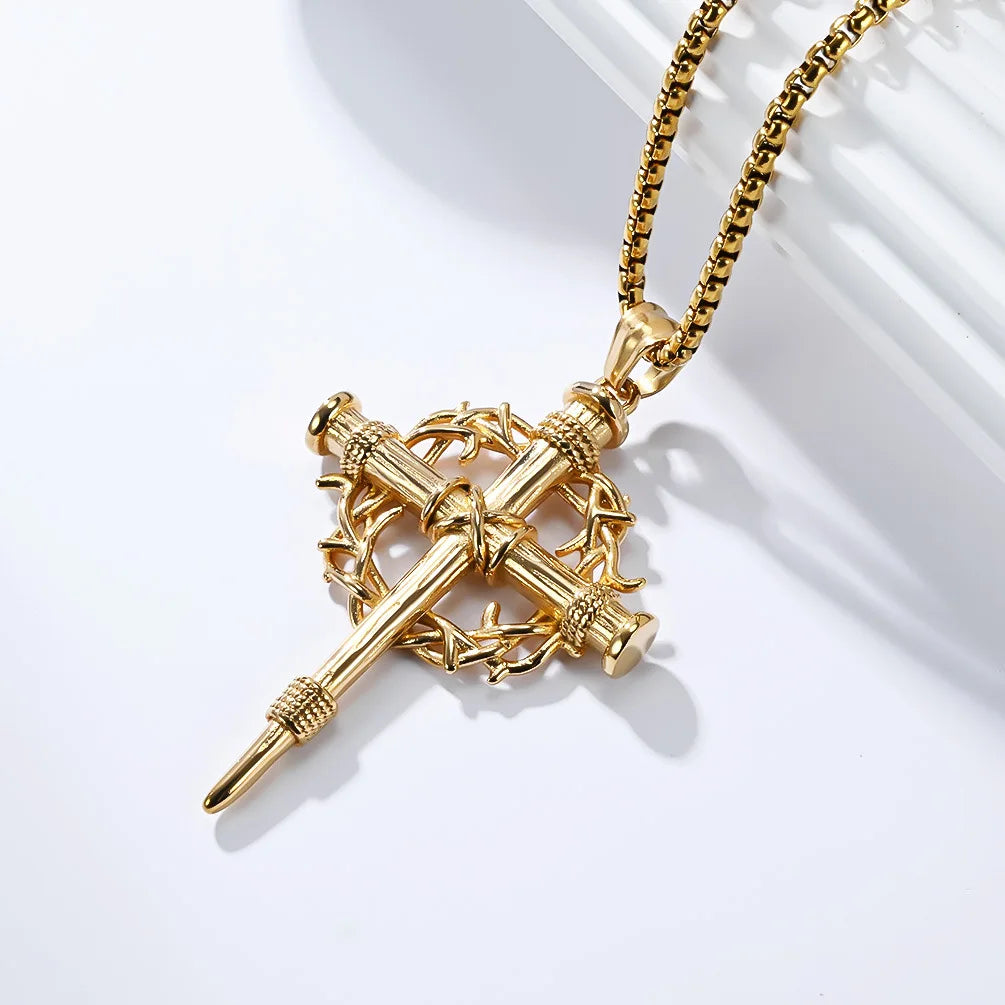 Thorn Wreath Cross Necklace