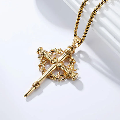 Thorn Wreath Cross Necklace