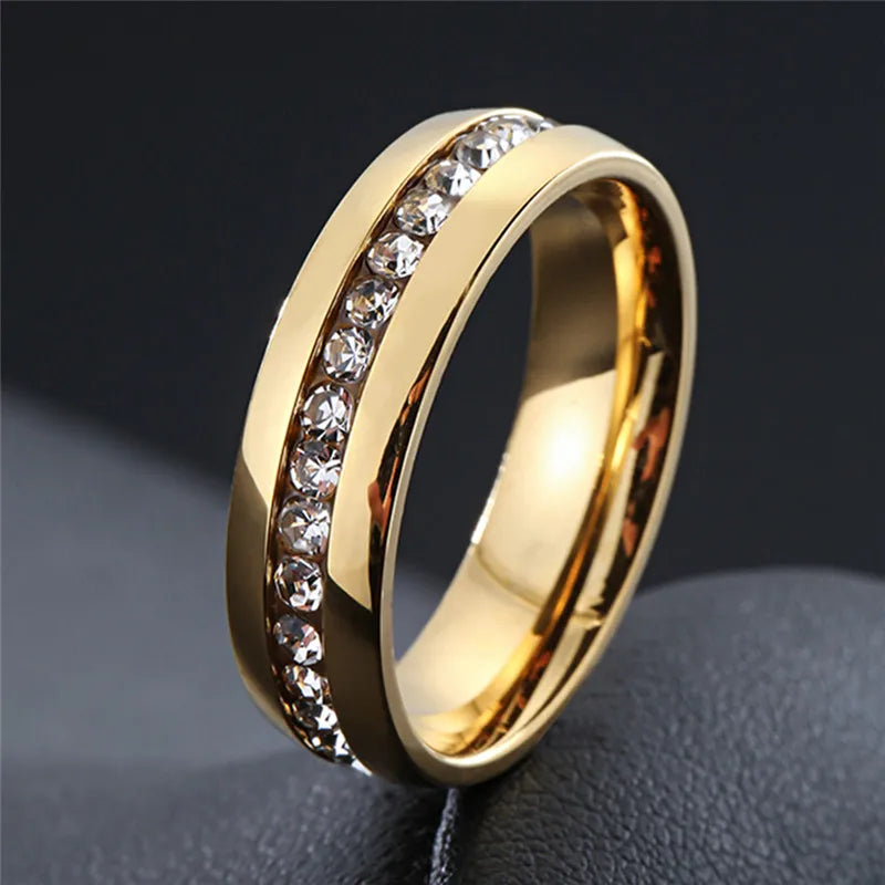 Stainless Steel CZ Band Ring