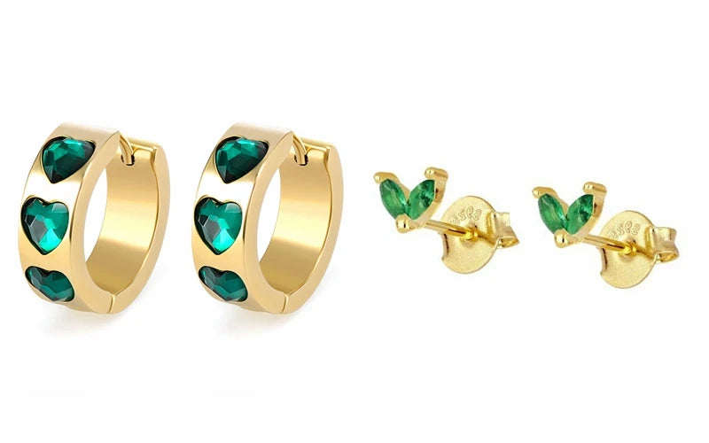 Green Zircon Gold-Tone Earrings