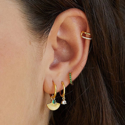 Green Zircon Gold-Tone Earrings