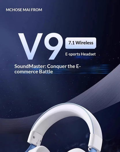 MCHOSE V9 Pro Gaming Headset – Bluetooth Wireless PC Gamer Headphones with Microphone, 7.1 Surround Sound & Low Latency
