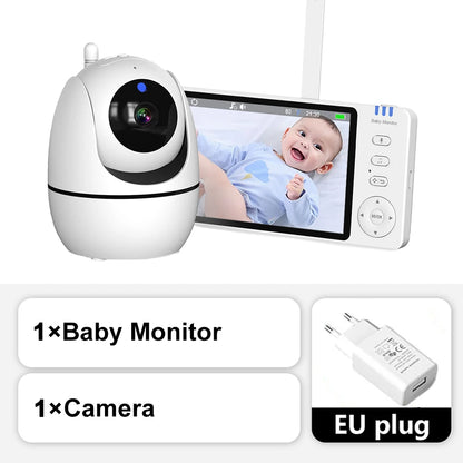 5 Inch Video Baby Monitor with Camera – PTZ Zoom Babyphone with Temperature Sensor, Lullaby & Free Shipping
