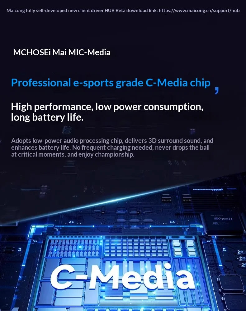 MCHOSE V9 Pro Gaming Headset – Bluetooth Wireless PC Gamer Headphones with Microphone, 7.1 Surround Sound & Low Latency