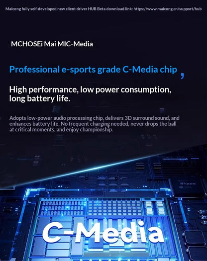 MCHOSE V9 Pro Gaming Headset – Bluetooth Wireless PC Gamer Headphones with Microphone, 7.1 Surround Sound & Low Latency