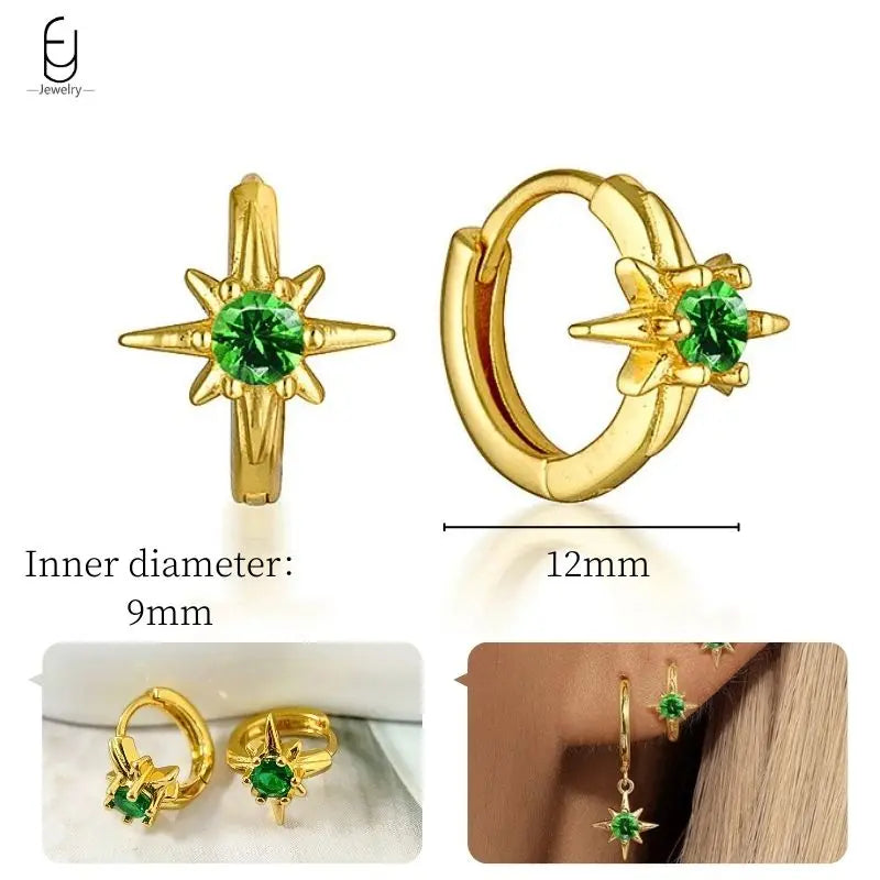 Green Zircon Gold-Tone Earrings