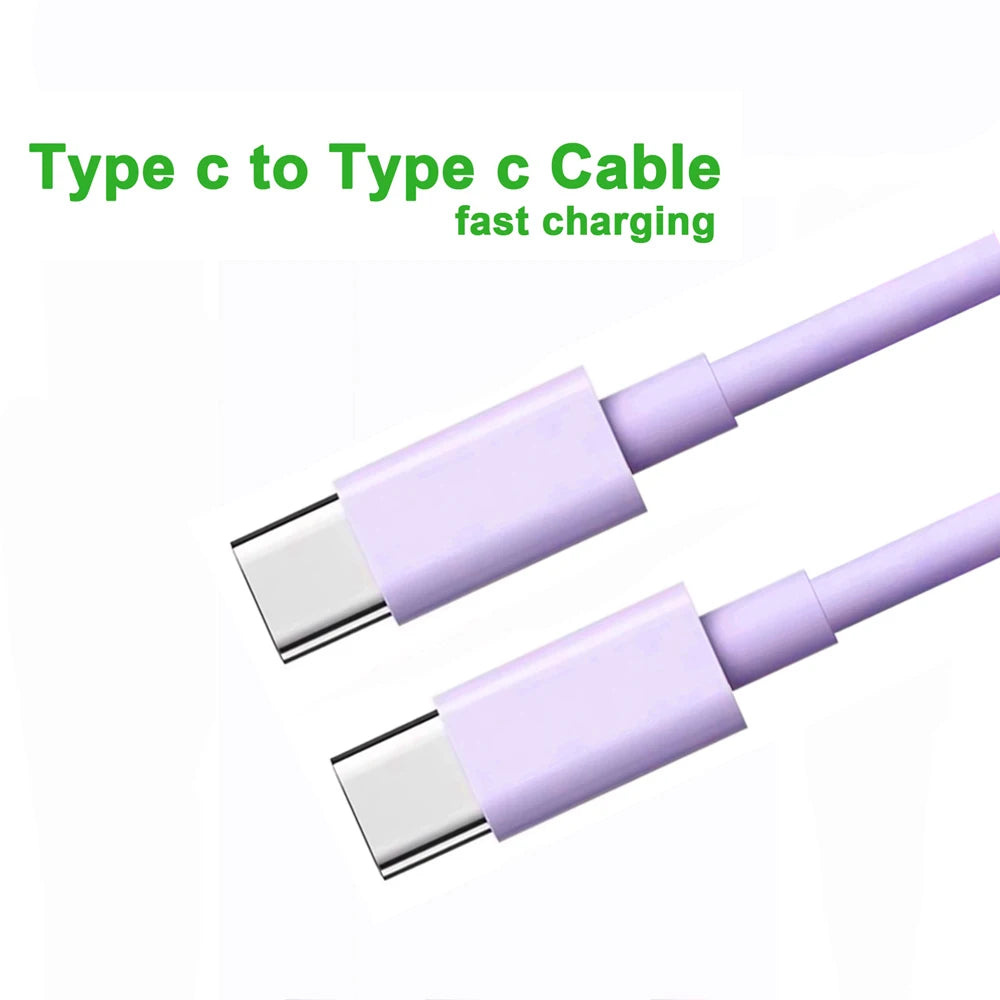60W USB-C to USB-C Fast Charging Cable – PD Type-C Data Cable for iPhone 15, Samsung, Huawei & Xiaomi