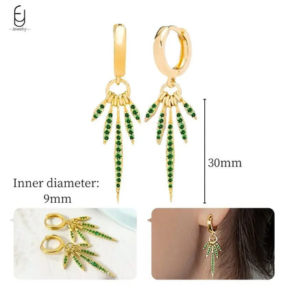 Green Zircon Gold-Tone Earrings