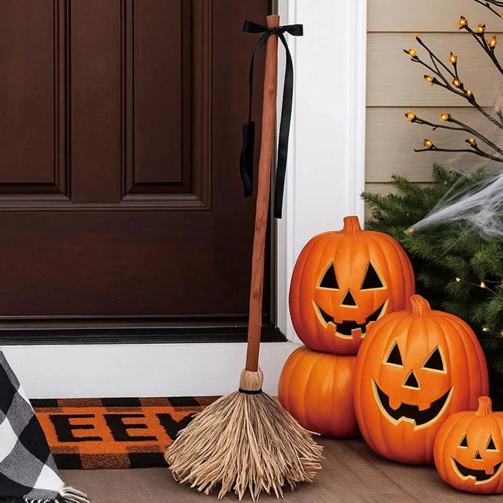 Animated Witch Broom Halloween Decor