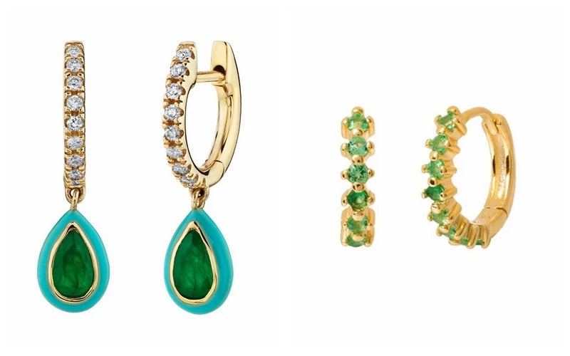 Green Zircon Gold-Tone Earrings