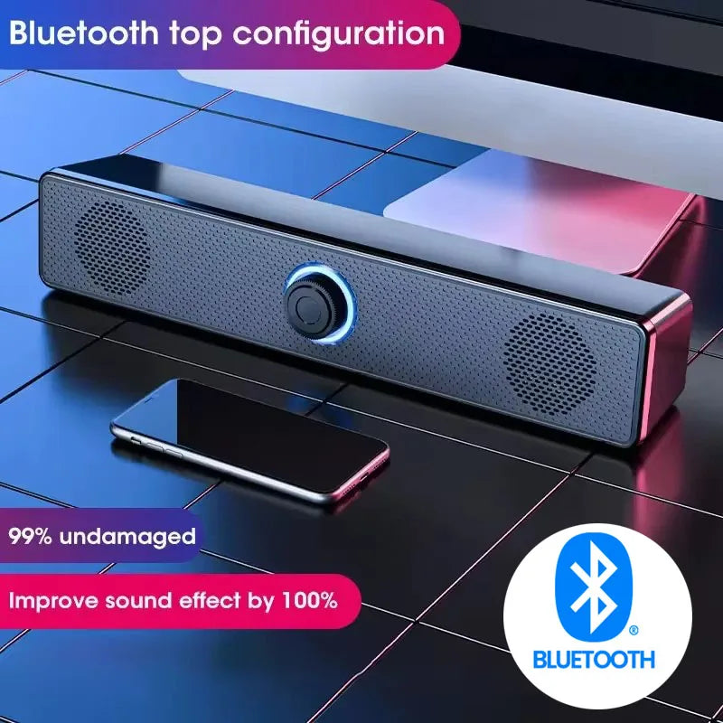 USB Powered PC Soundbar – Wired & Wireless Bluetooth Speaker for Laptop, TV, Gaming & Home Theater with Free Shipping