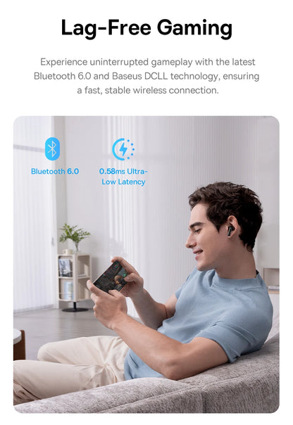 Baseus EP10 Pro ANC Wireless Earbuds – Bluetooth 6.0 Hi-Res Earphones with 50dB Noise Cancelling & 55H Playtime