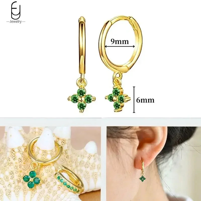 Green Zircon Gold-Tone Earrings